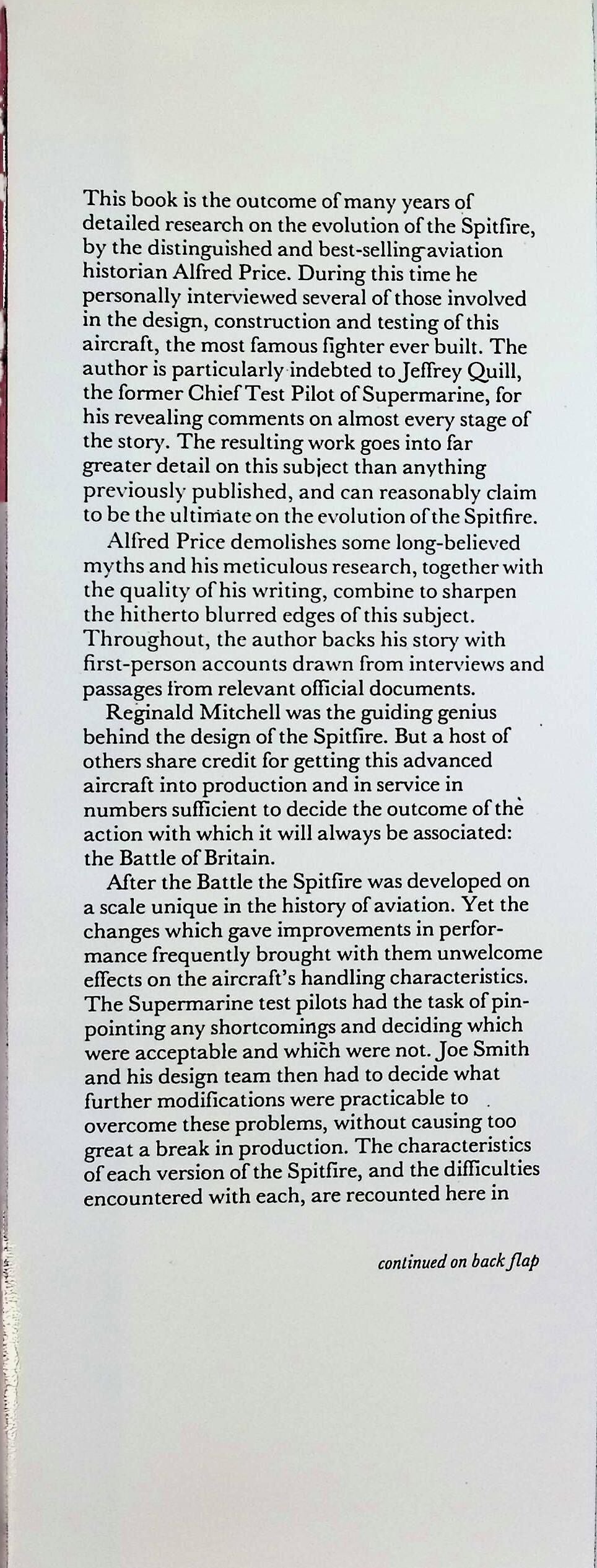 The Spitfire Story: Alfred Price 1982 1st edition hardback