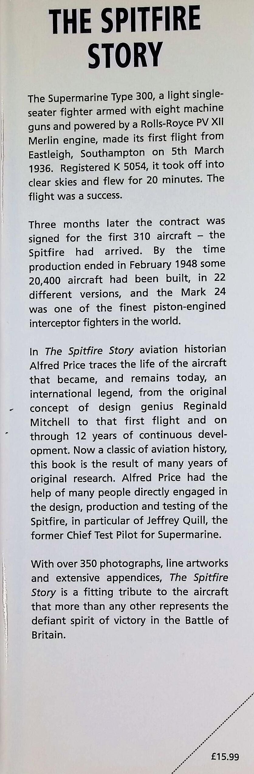 The Sptifire Story by Alfred Price 2003 hardback