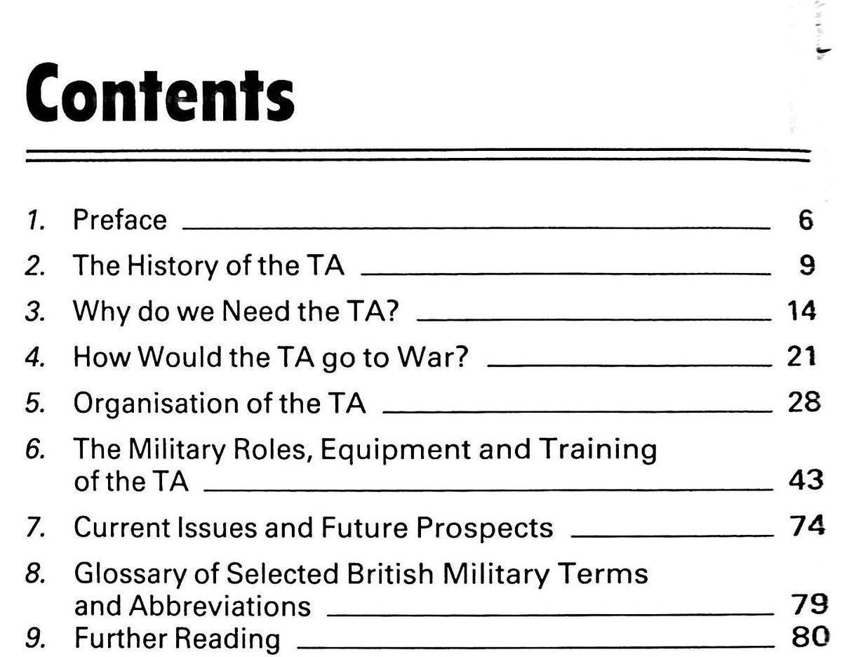 The Territorial Army: 1989 1st Edition Soft Card A4 Cover/ New