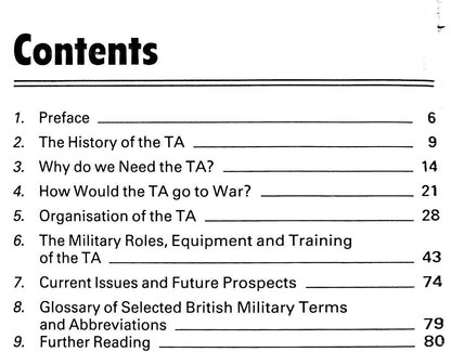 The Territorial Army: 1989 1st Edition Soft Card A4 Cover/ New