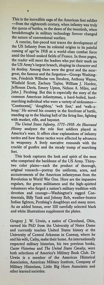 The United States Infantry 1775-1918 by Gregory JW  Urwin: 1988 First Edition Hardback