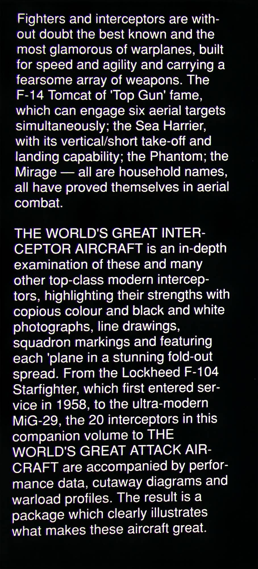 The World's Great Interceptor Aircraft: Chris Marshall 1989 First Edition Hardback Fine