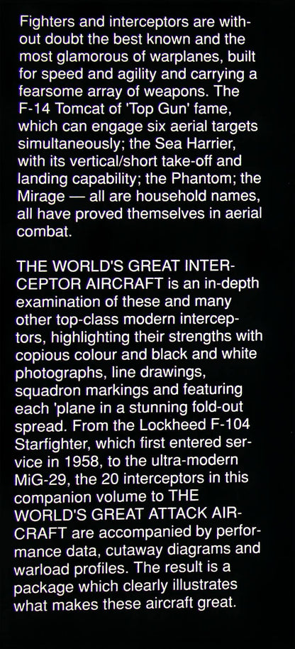 The World's Great Interceptor Aircraft: Chris Marshall 1989 First Edition Hardback Fine