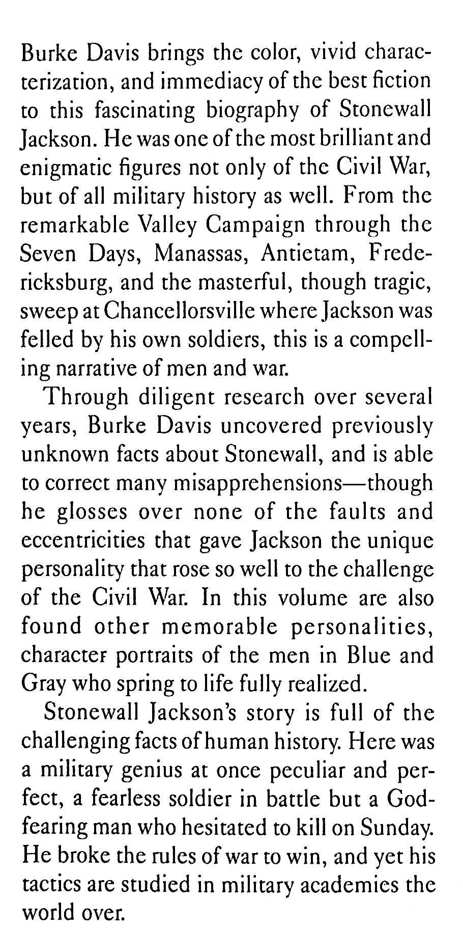 They Called Him Stonewall; Lt.Gen.TJ Jackson by Burke Davis: NEW 1988 Edition Hardback