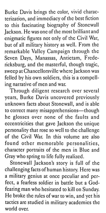 They Called Him Stonewall; Lt.Gen.TJ Jackson by Burke Davis: NEW 1988 Edition Hardback