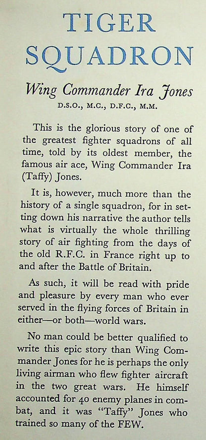 Tiger Squadron: Wing Commander IRA Jones DSO, MC, DFC, MM 1954 1st edition hardback