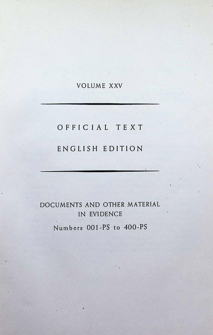 Trial of The Major War Criminals Before The International Military Tribunal V XXV: 1947 HB