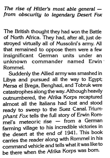 Triumphant Fox, Rommel and the Rise of the Afrika Korps by SW Mitcham: NEW 1984 1st Ed HB