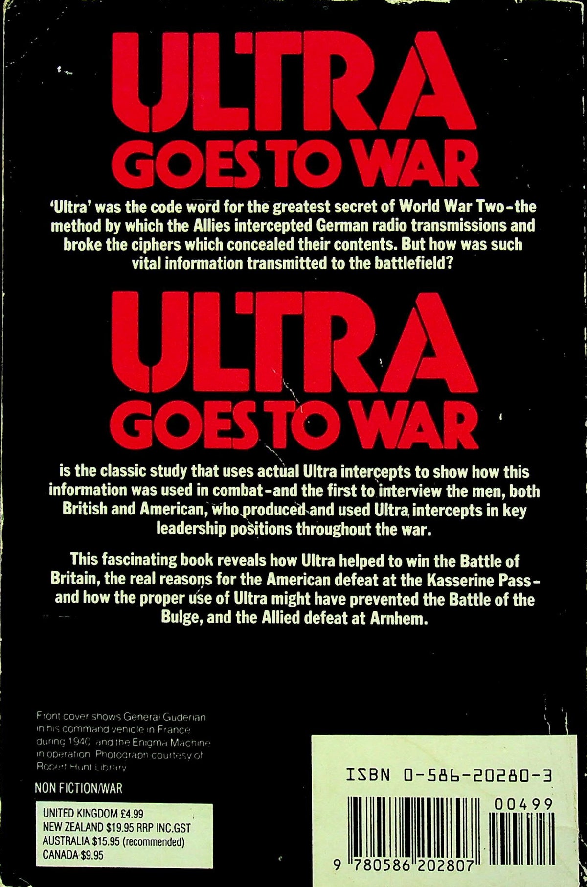 Ultra Goes to War: Ronald Lewin 1988 paperback