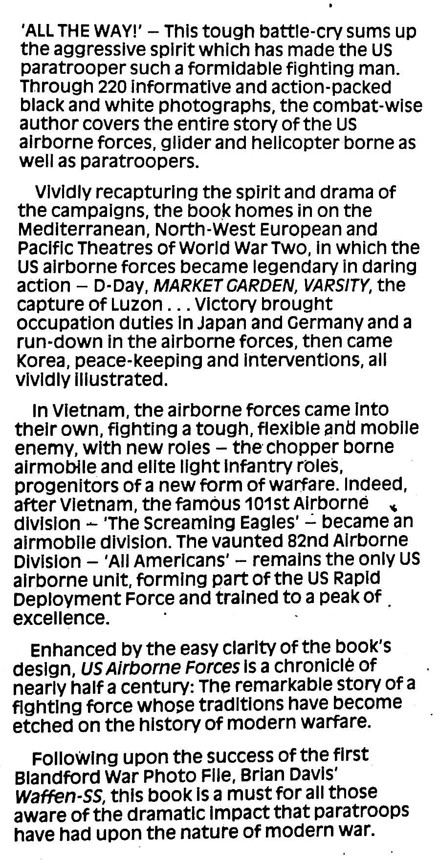 United States Airborne Forces 1940-1986 by Leroy Thompson: NEW 1986 1st Ed. Hardback