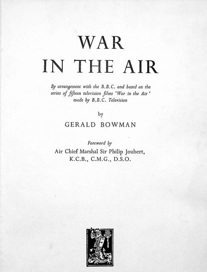 War in the Air by Gerald Bowman, 1956 First Edition Hardback