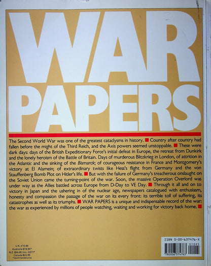 War Papers: Virgil Pomfret 1989 First Edition Cardback Very Good