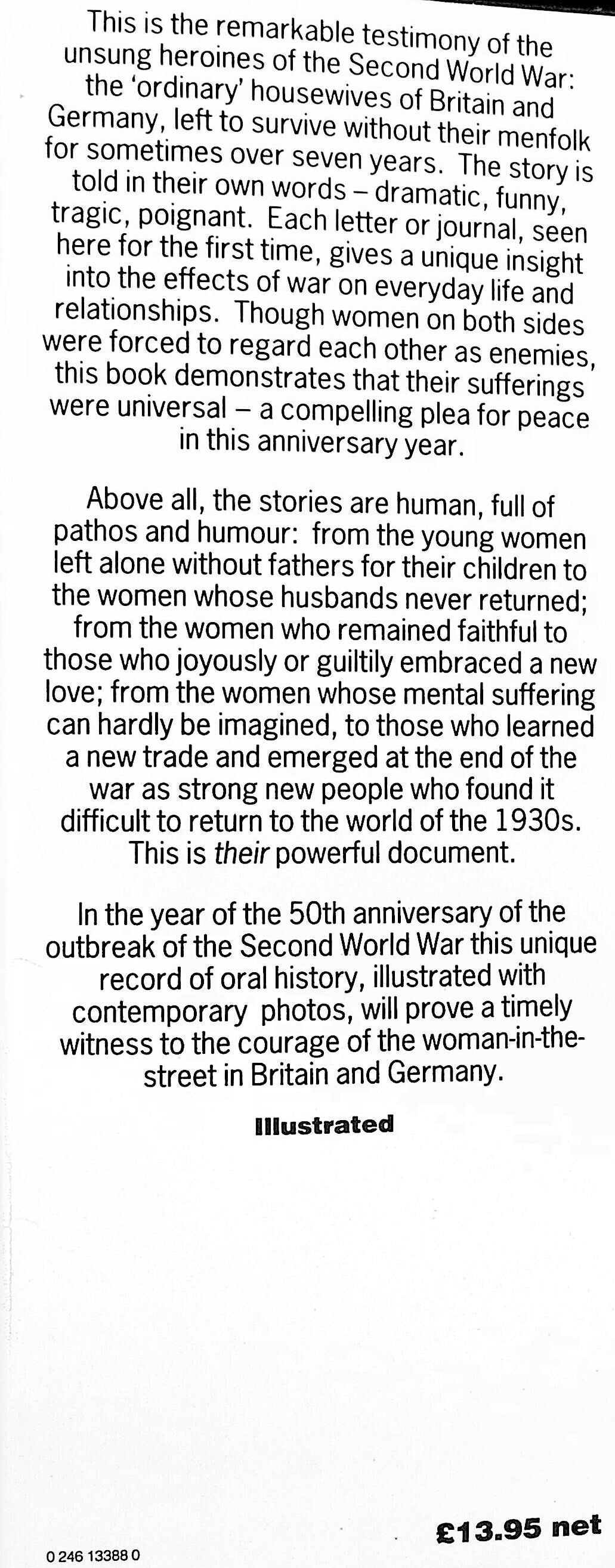 War Wives by Colin & Eileen Townsend: NEW 1989 First Edition Hardback