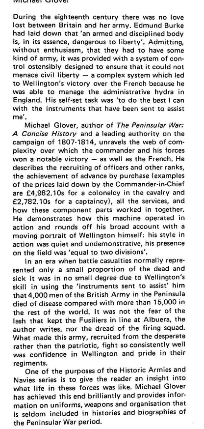 Wellington's Army in the Peninsular 1808-14 by Michael Glover: 1977 First Edition