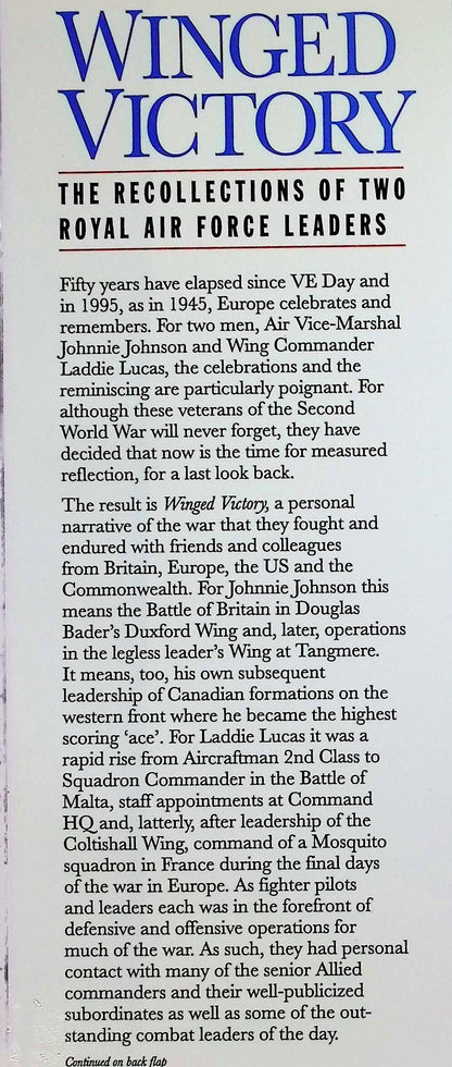 Winged Victory by JE 'Johnnie' Johnson & PB 'Laddie, Lucas 1995 1st edition hardback