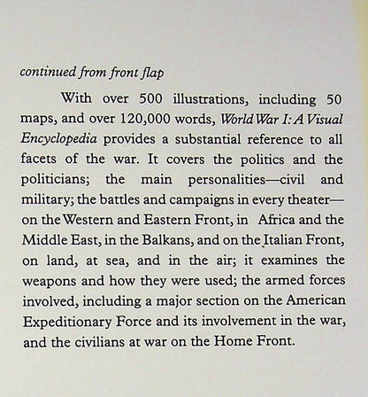 World War I: A Visual Encyclopedia: Simon Forty 2002 FIrst Edition Hardback Very Good