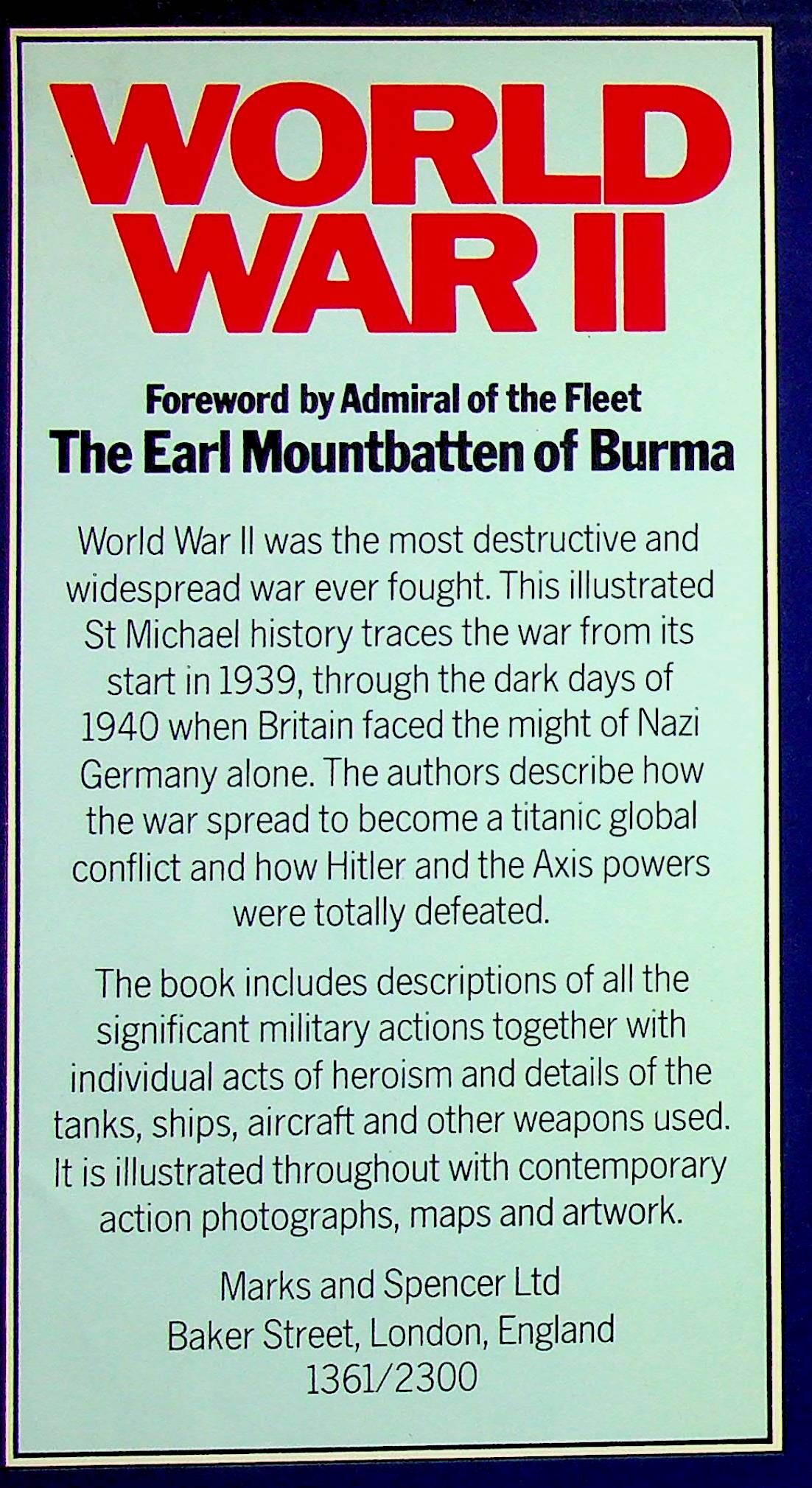 World War II: Land, Sea & Air battles: Christopher Chant 1978 Harback Good